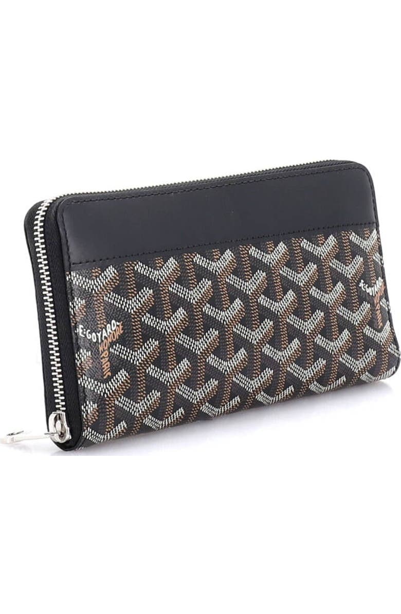 Pre-Owned Goyard Matignon Zip Wallet Coated Canvas with Leather, Alternate, color, Black