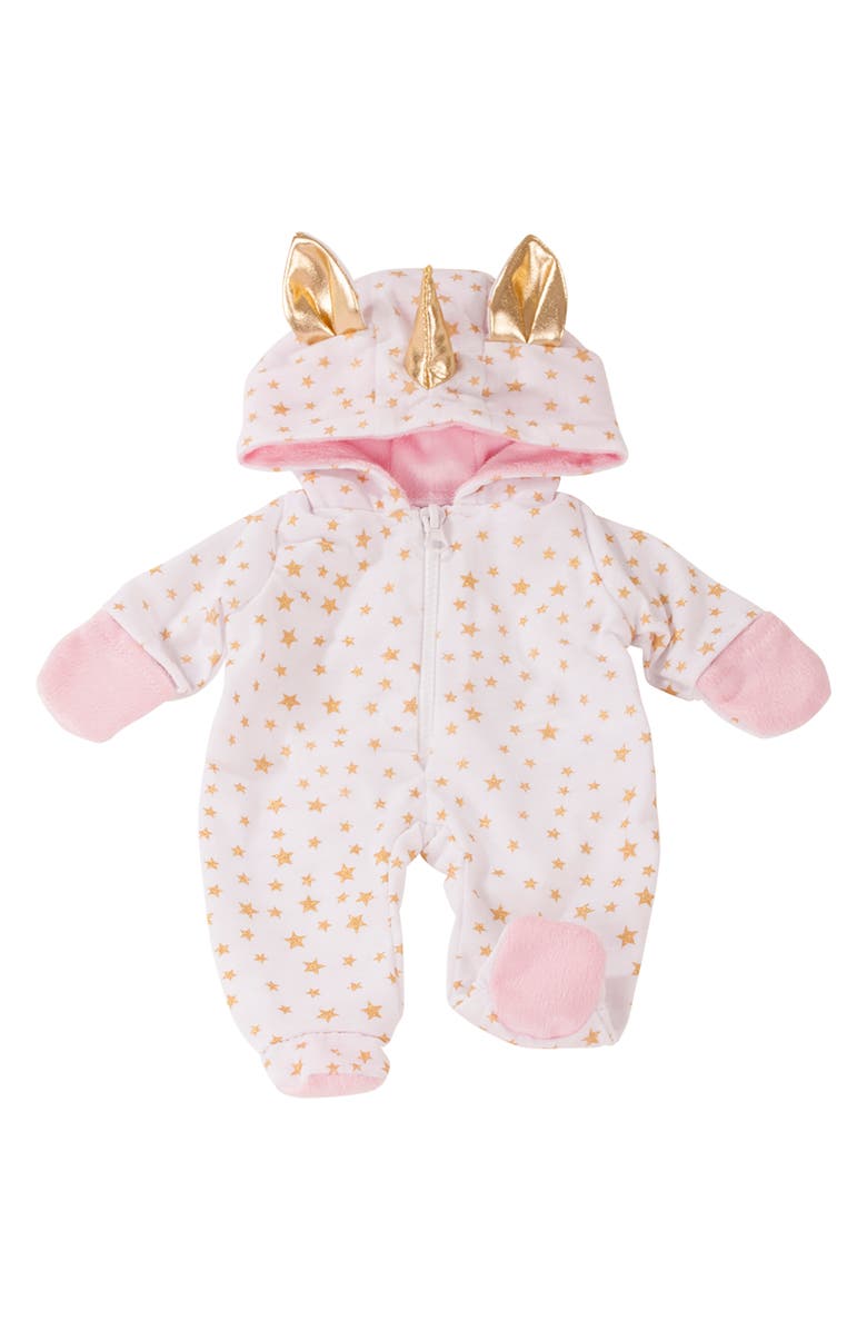 Gotz One Piece Unicorn Costume Pajama Sleeper For Baby Dolls, Main, color, Multicolored
