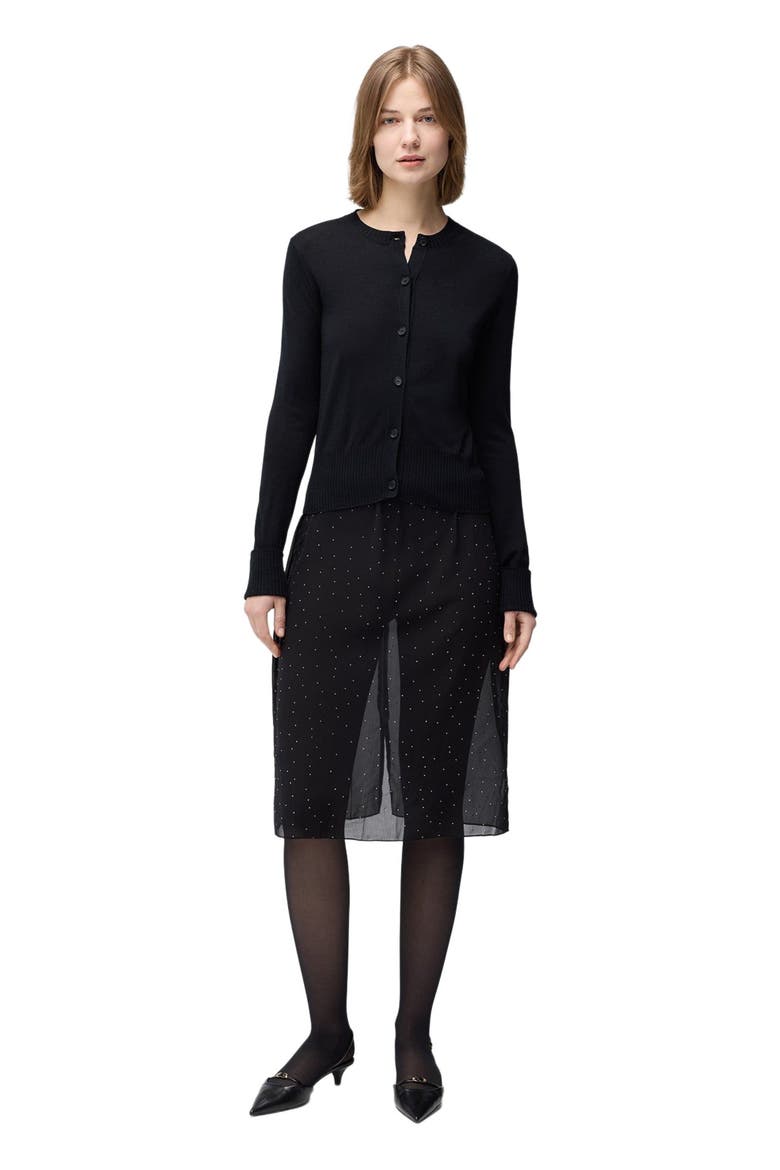 Cashmere Silk Buttoned Cardigan, Alternate, color, black