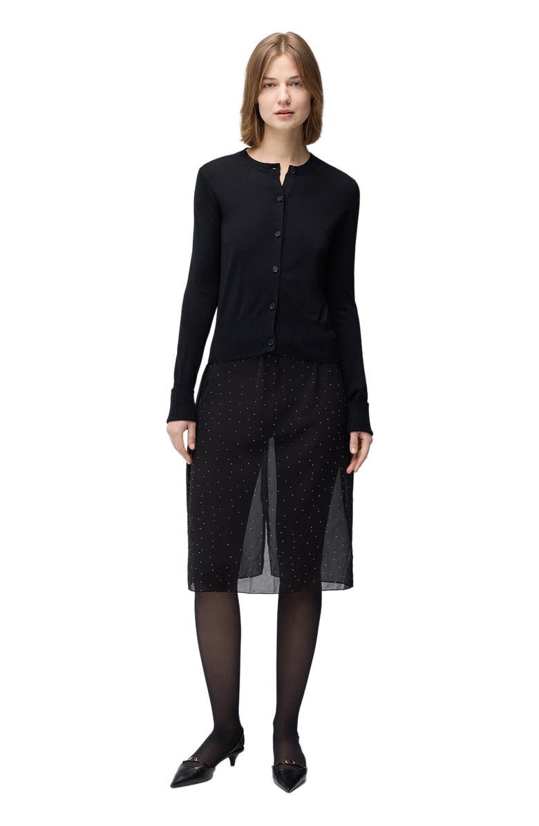 GOBI Mongolian Cashmere Cashmere Silk Buttoned Cardigan, Alternate, color, Black