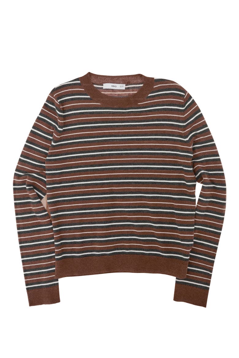 Stripe Crewneck Sweater, Alternate, color, CARAMEL