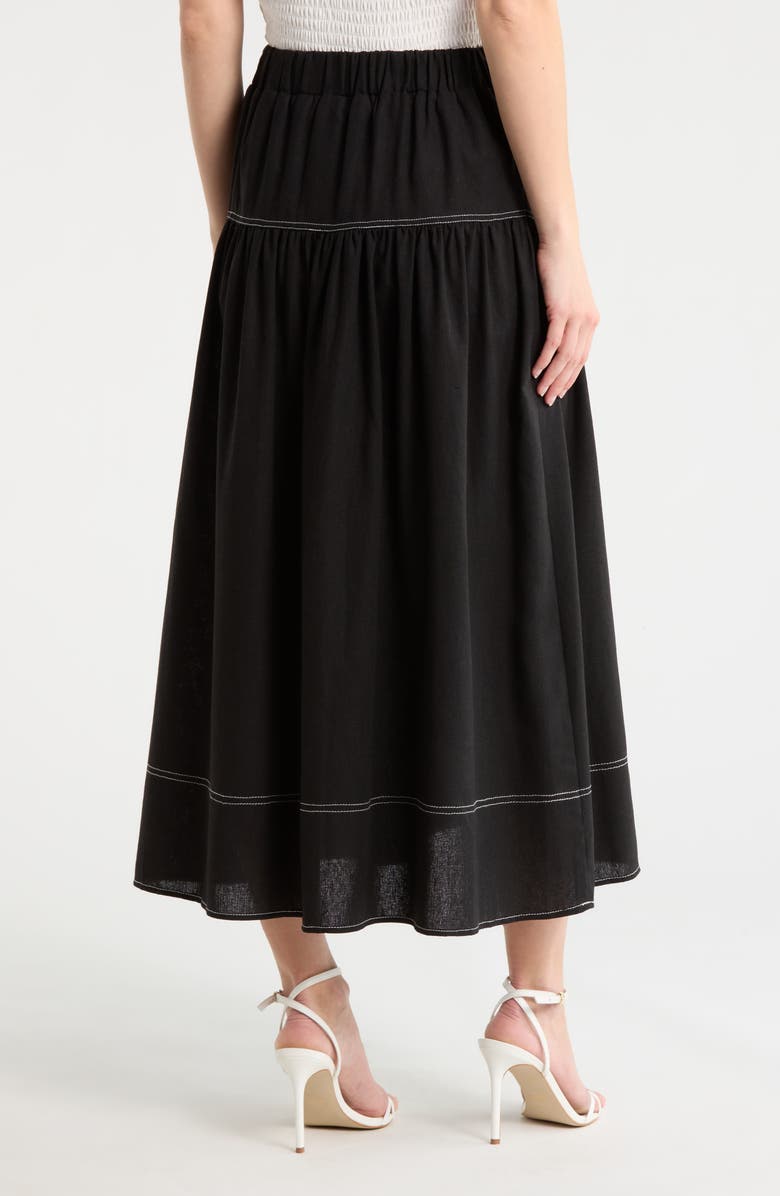 BY DESIGN Davenport Midi Skirt, Alternate, color, Black W/ White
