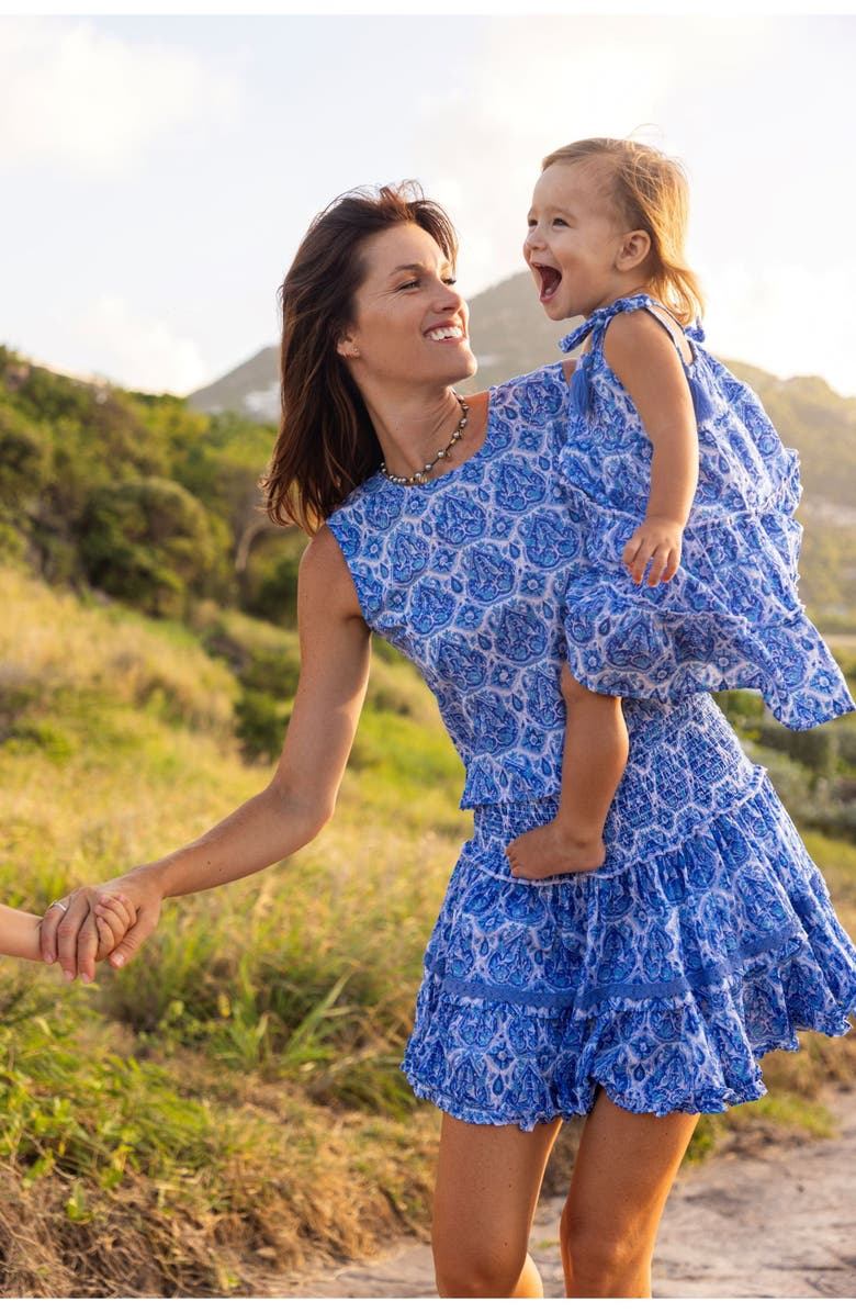 Mer St. Barth Maribel Cropped Women's Tank and Skirt Set Blue Paisley, Alternate, color, Blue