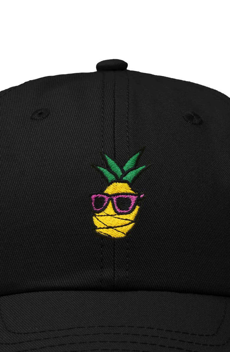 Dalix Pineapple Embroidered Dad Hat, Alternate, color, Black