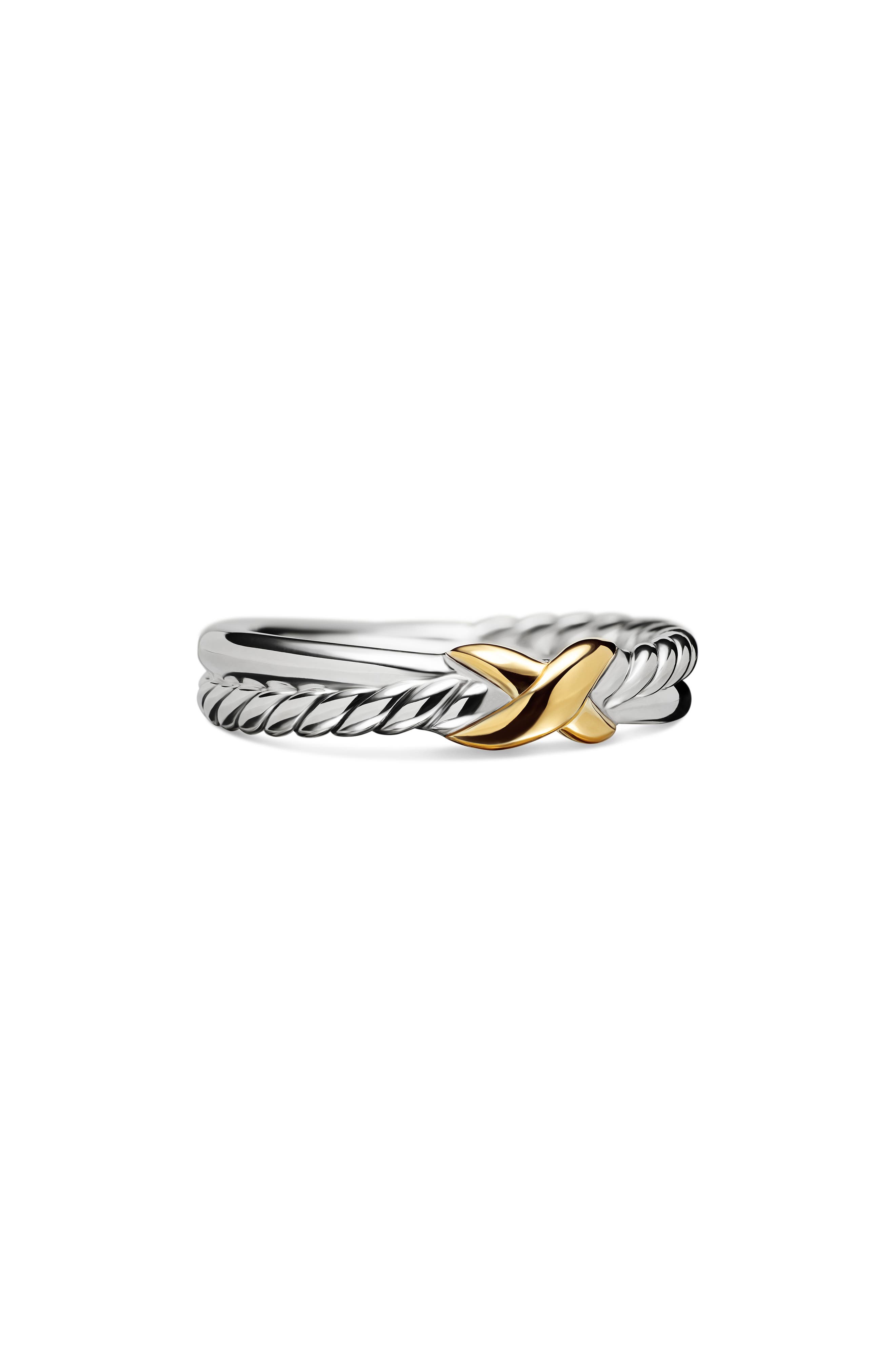 Женские аксессуары David Yurman Petite X Ring in Sterling Silver with 18K Yellow Gold — фото 7