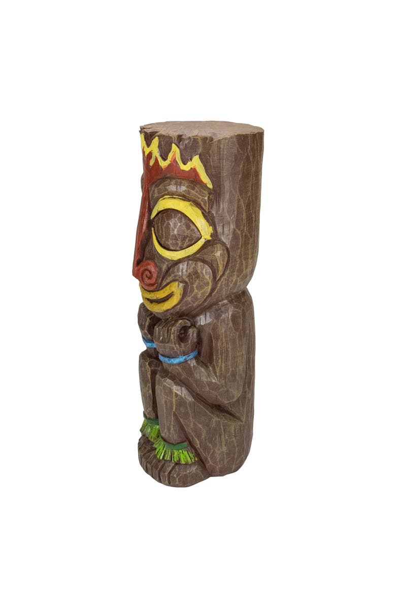 Northlight 16" Solar Lighted Polynesian Outdoor Garden Fire Tiki Statue, Alternate, color, Brown