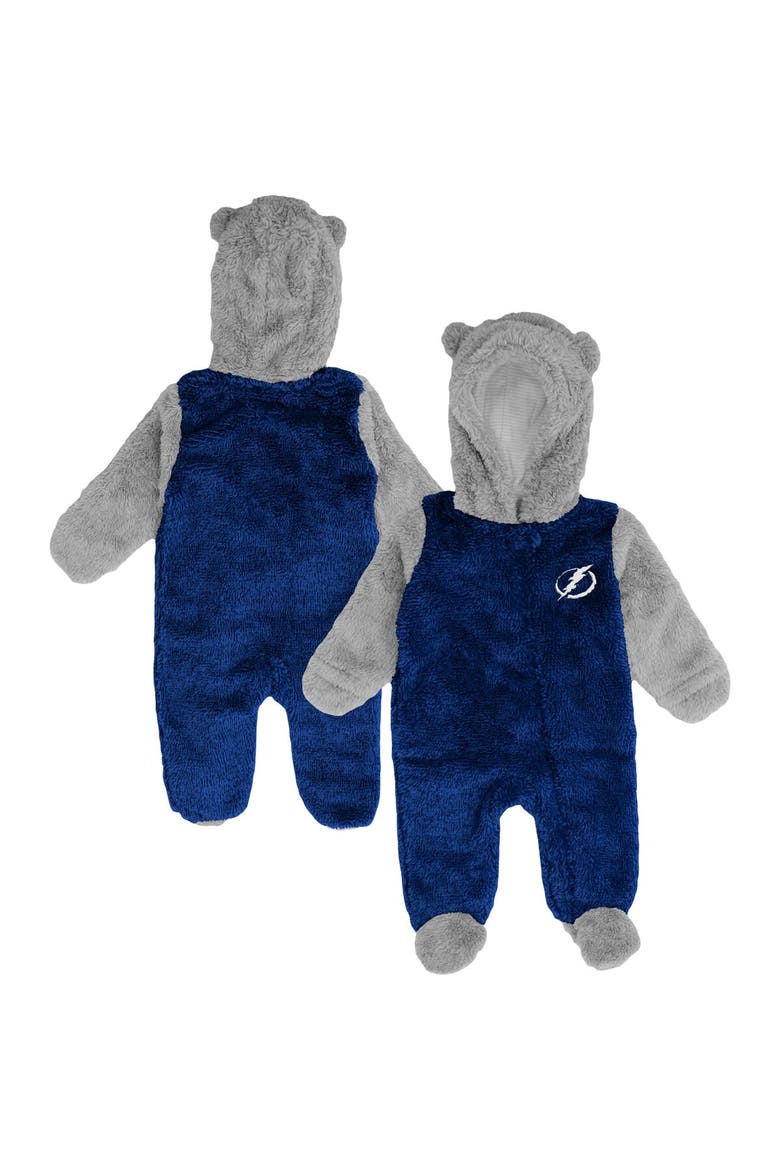 Newborn & Infant Blue Tampa Bay Lightning Game Nap Teddy Fleece Bunting Full-Zip Sleeper, Main, color, Blue