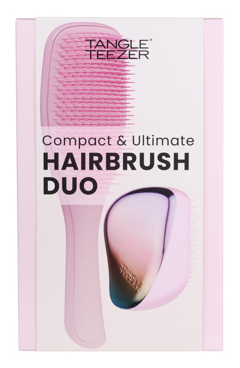 Tangle Teezer Compact & Ultimate Hairbrush Set $33 Value, Alternate, color, Rosebud/ Chrome