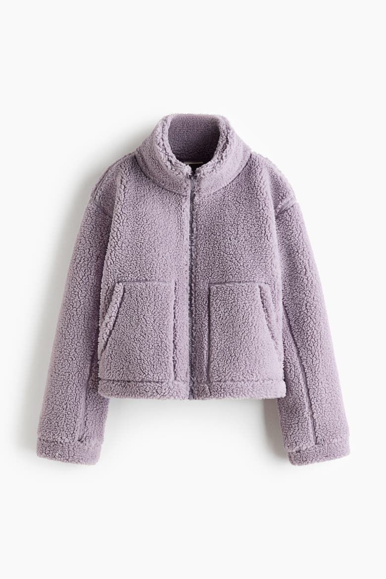 Warm Teddy Fleece Activewear Jacket, Alternate, color, Dusty lilac