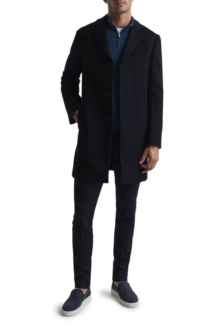 Gable Wool Blend Overcoat, Alternate, color, NAVY