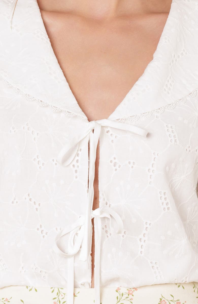 FLYING TOMATO Tie Front Eyelet Top, Alternate, color, White