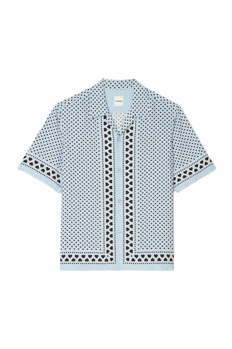 Heart motif flowing shirt, Alternate, color, Sky blue