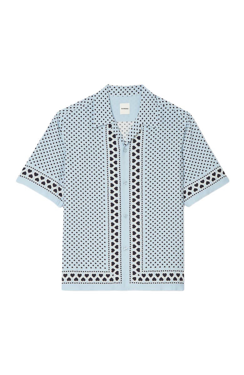 SANDRO Heart motif flowing shirt, Alternate, color, Sky Blue