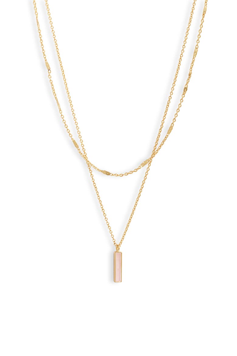Montecito Bar Layered Necklace, Main, color, GOLD/ ROSE QUARTZ
