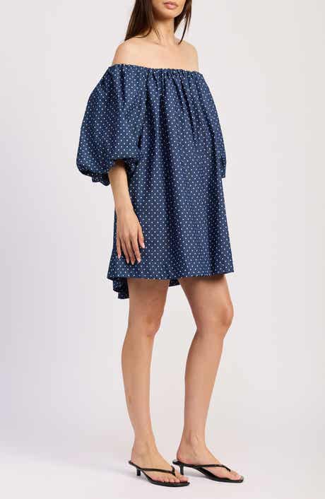 En Saison Dover Off the Shoulder Balloon Sleeve Trapeze Minidress