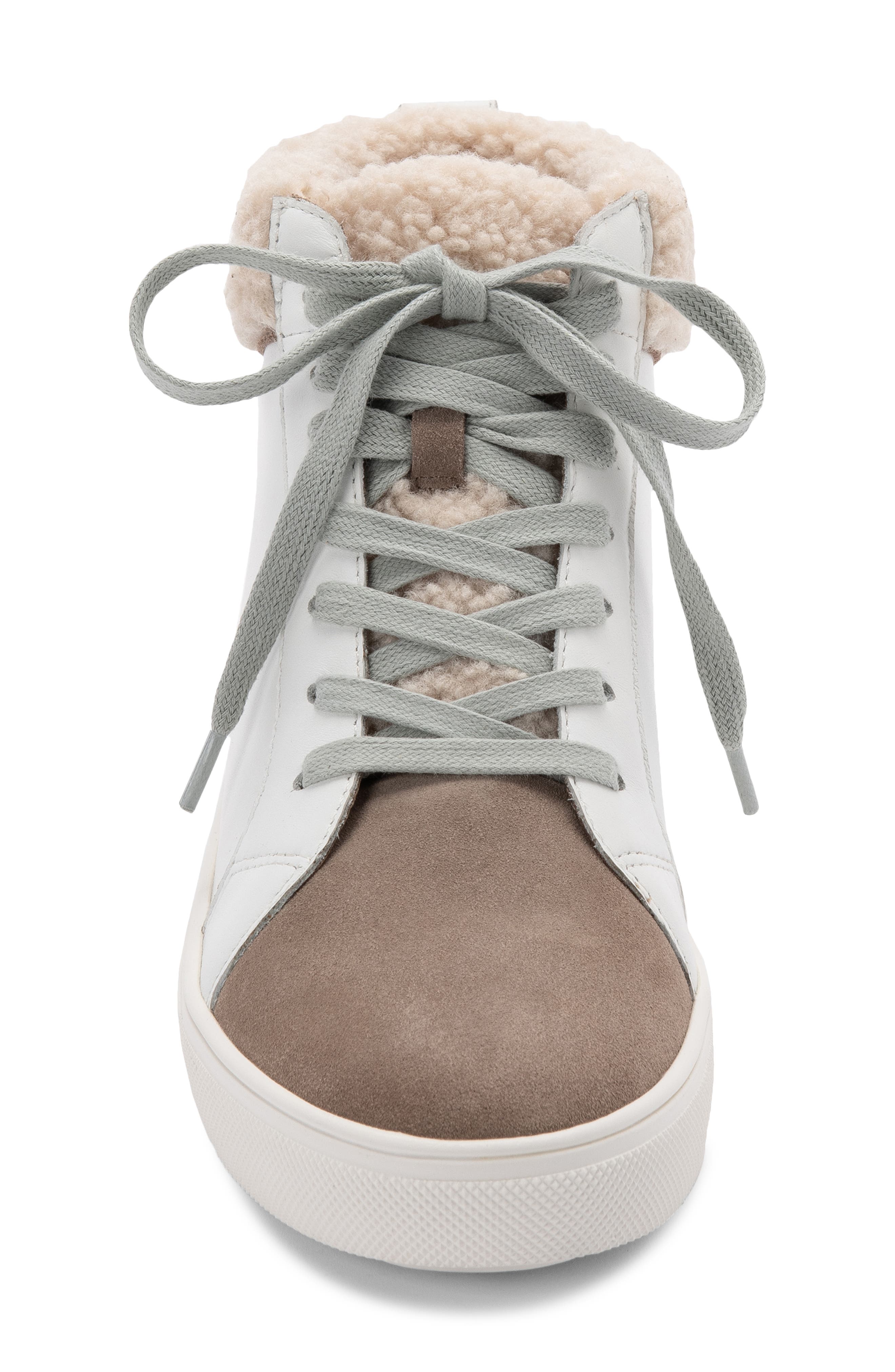 Gulia Waterproof Faux Fur Mid Sneaker, Alternate, color, WHITE LEATHER