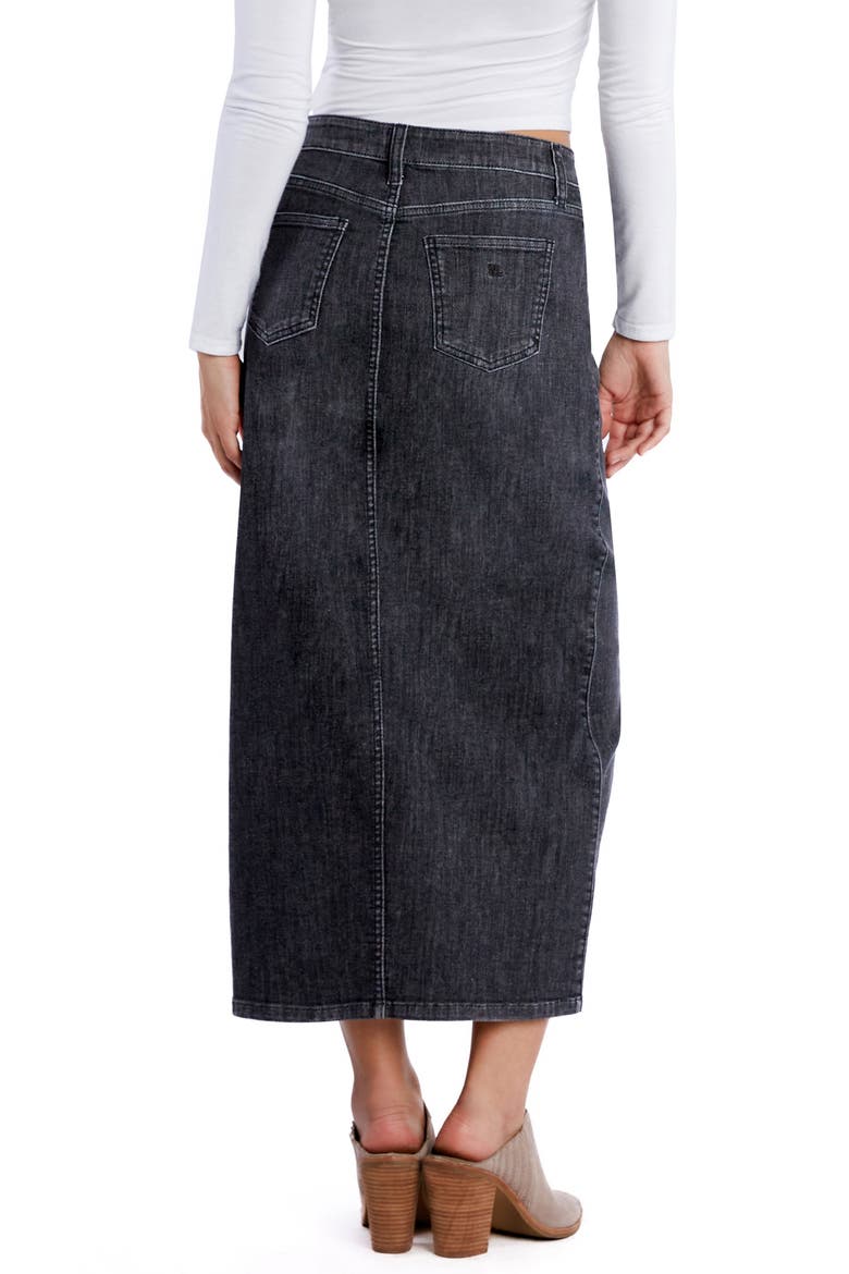All Good Front Slit Denim Midi Skirt, Alternate, color, SHIP GREY