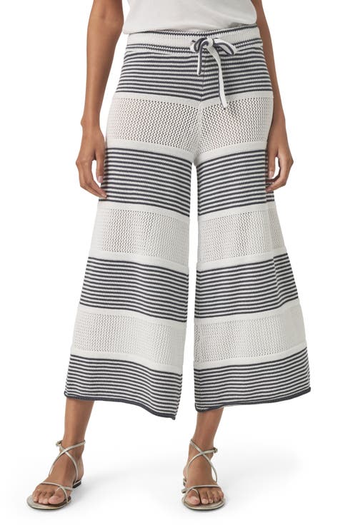 Ronnie Stripe Cotton Crop Sweater Knit Pants