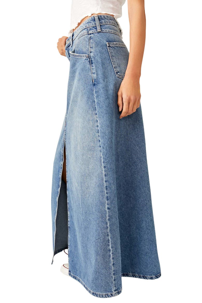 Come as You Are Denim Maxi Skirt, Alternate, color, SAPPHIRE BLUE SLIT