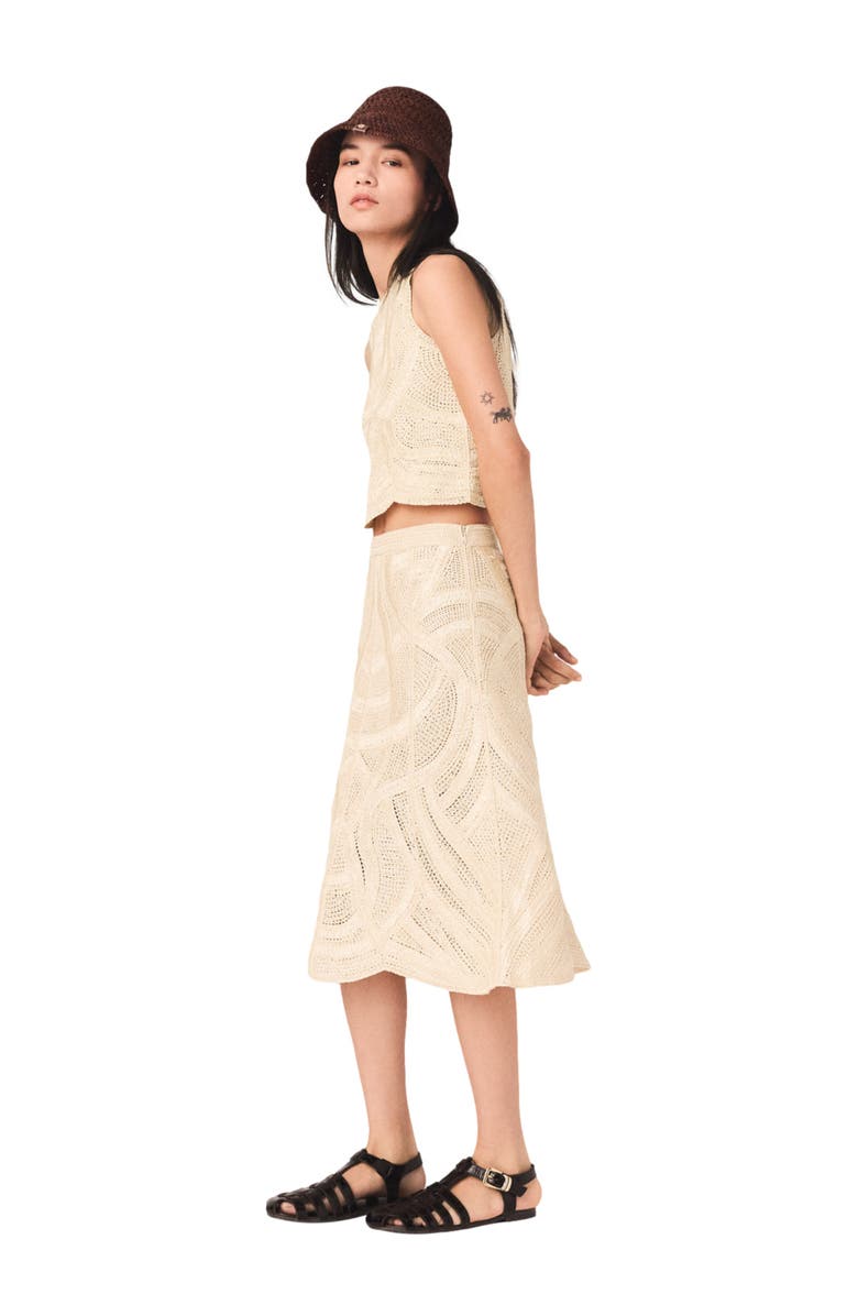 maje Long crochet skirt, Alternate, color, Beige