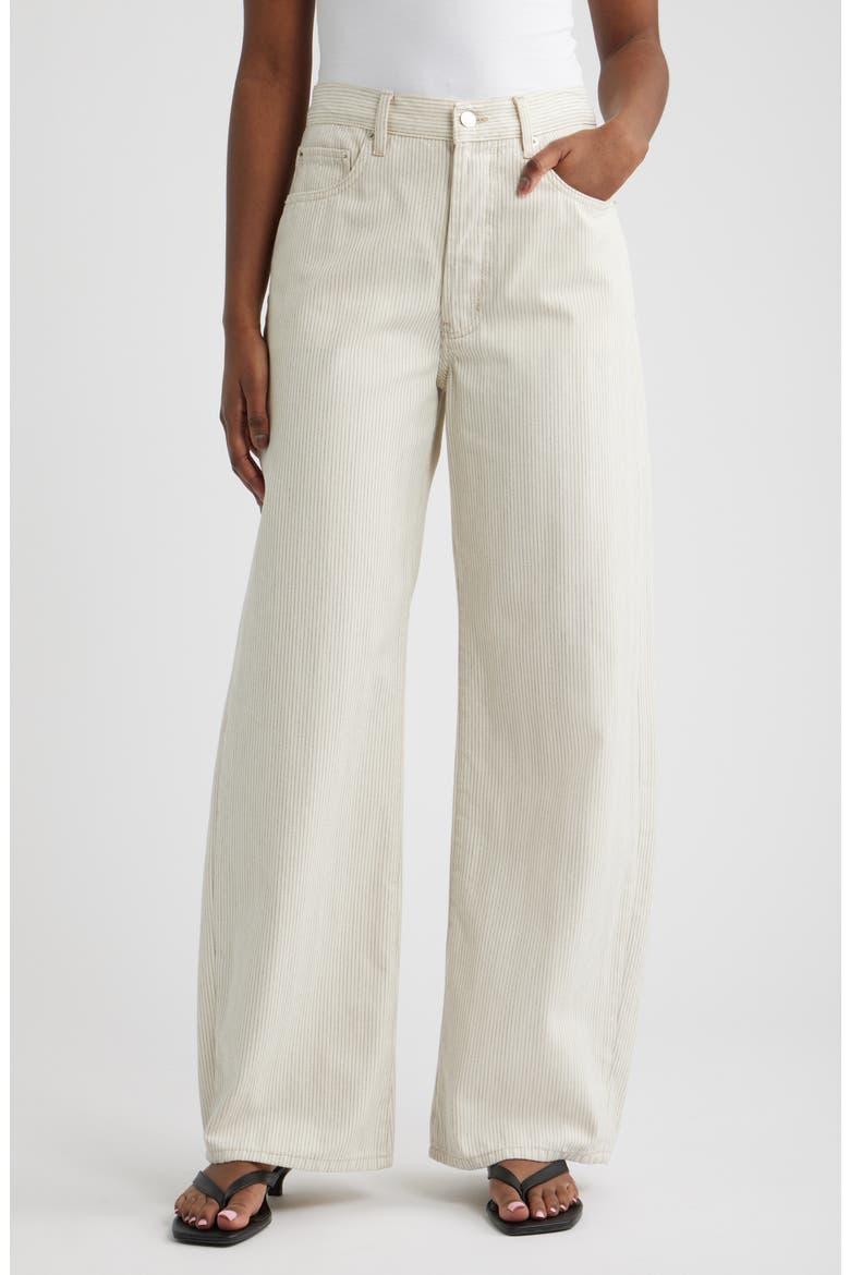 Belmont High Waist Barrel Leg Jeans, Main, color, ECRU RAILROAD STRIPE