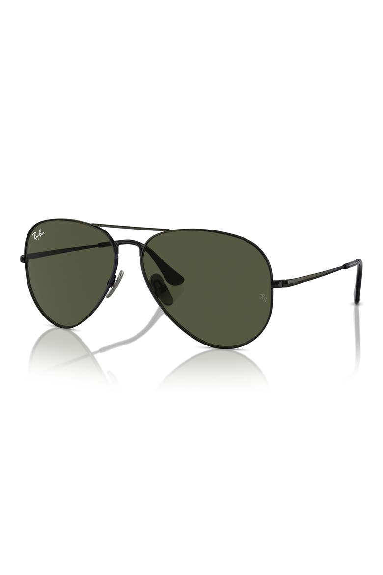 58mm Pilot Aviator Sunglasses, Alternate, color, BLACK