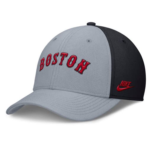 Nike Grey/navy Boston Red Sox Rise Swoosh Performance Flex Hat