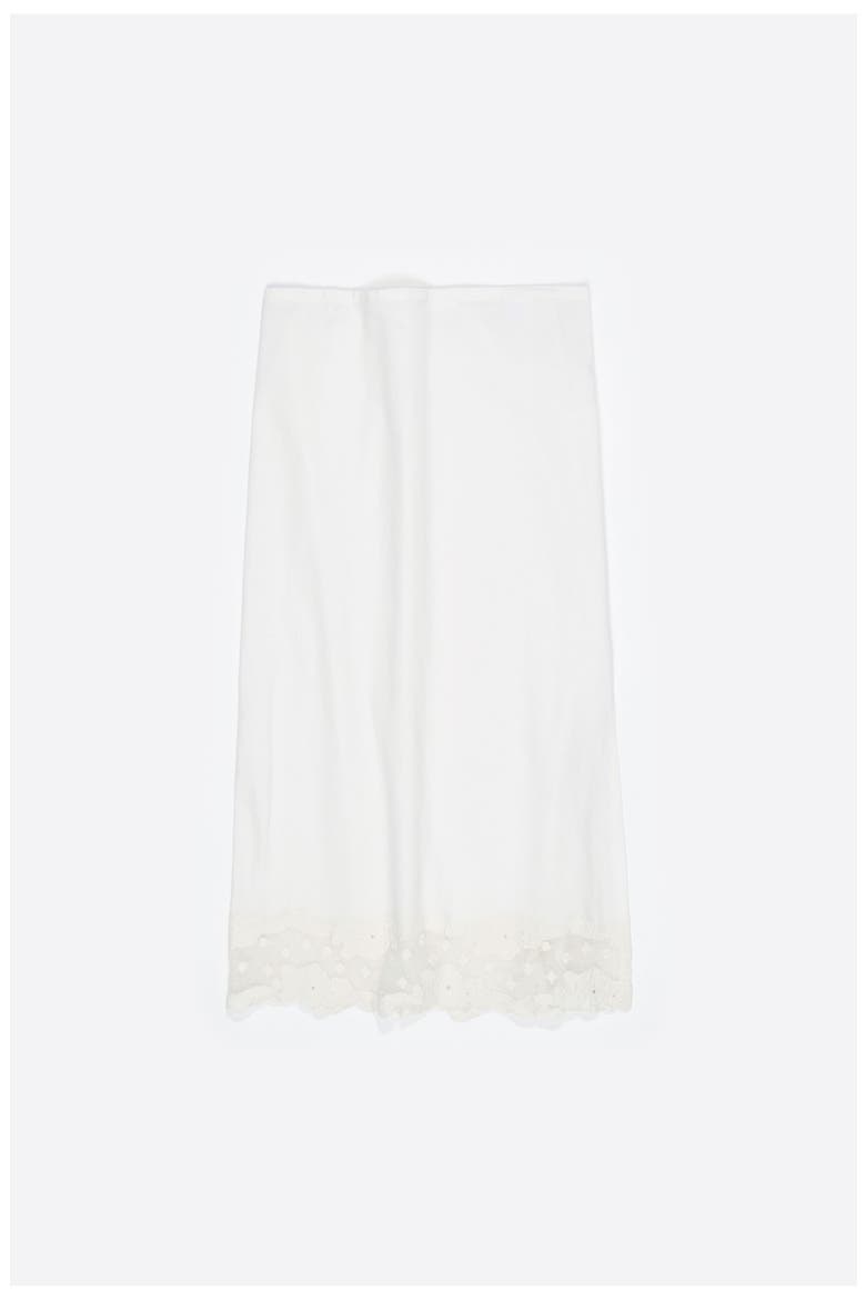 Cotton Lace Midi Skirt, Alternate, color, IVORY