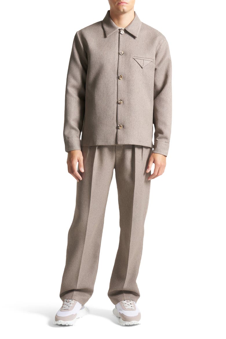 Leo Textured Tailored Long Sleeve Overshirt, Alternate, color, Taupe