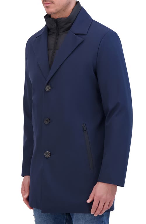 Kenneth Cole New York Water Resistant Jacket With Quilted Bib In Blue