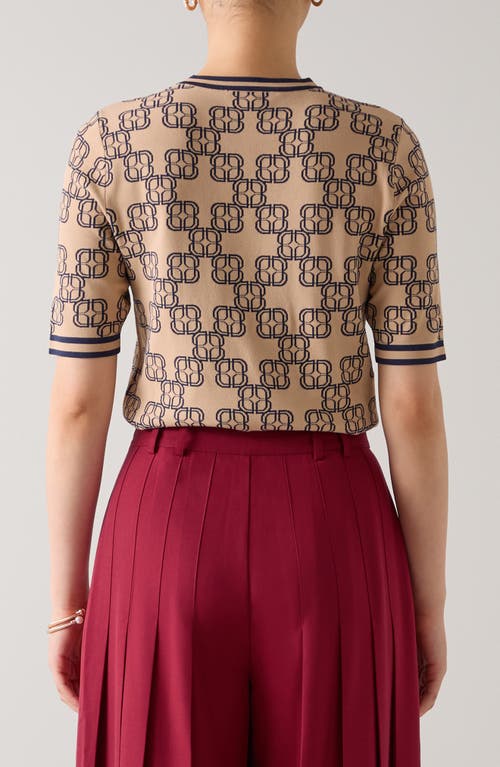 Lk Bennett Odette Jacquard Top In Neutral