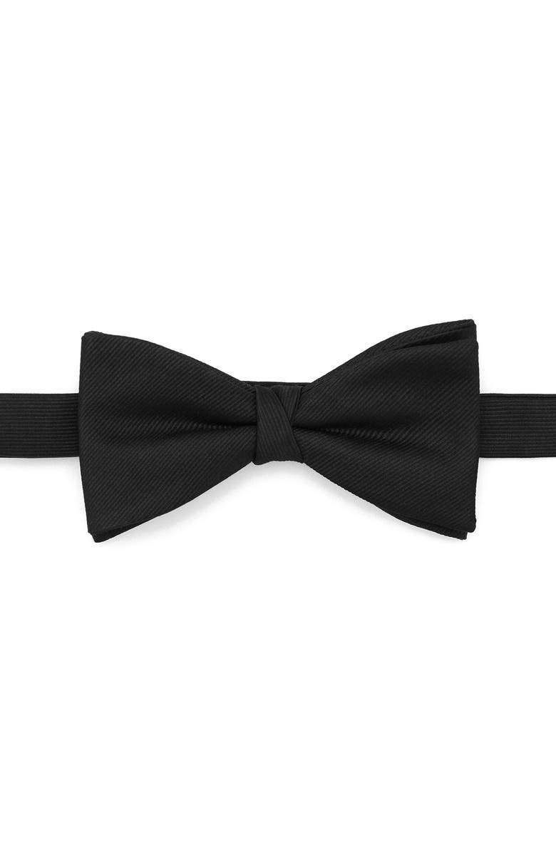 MANGO Solid Twill Pre-Tied Bow Tie, Main, color, Black