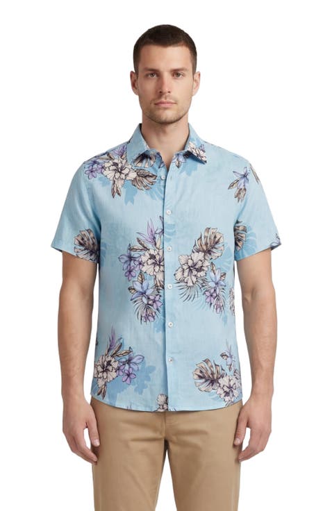 Exotic Floral Mens Linen Printed Shirt