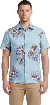 Lords of Harlech Exotic Floral Mens Linen Printed Shirt