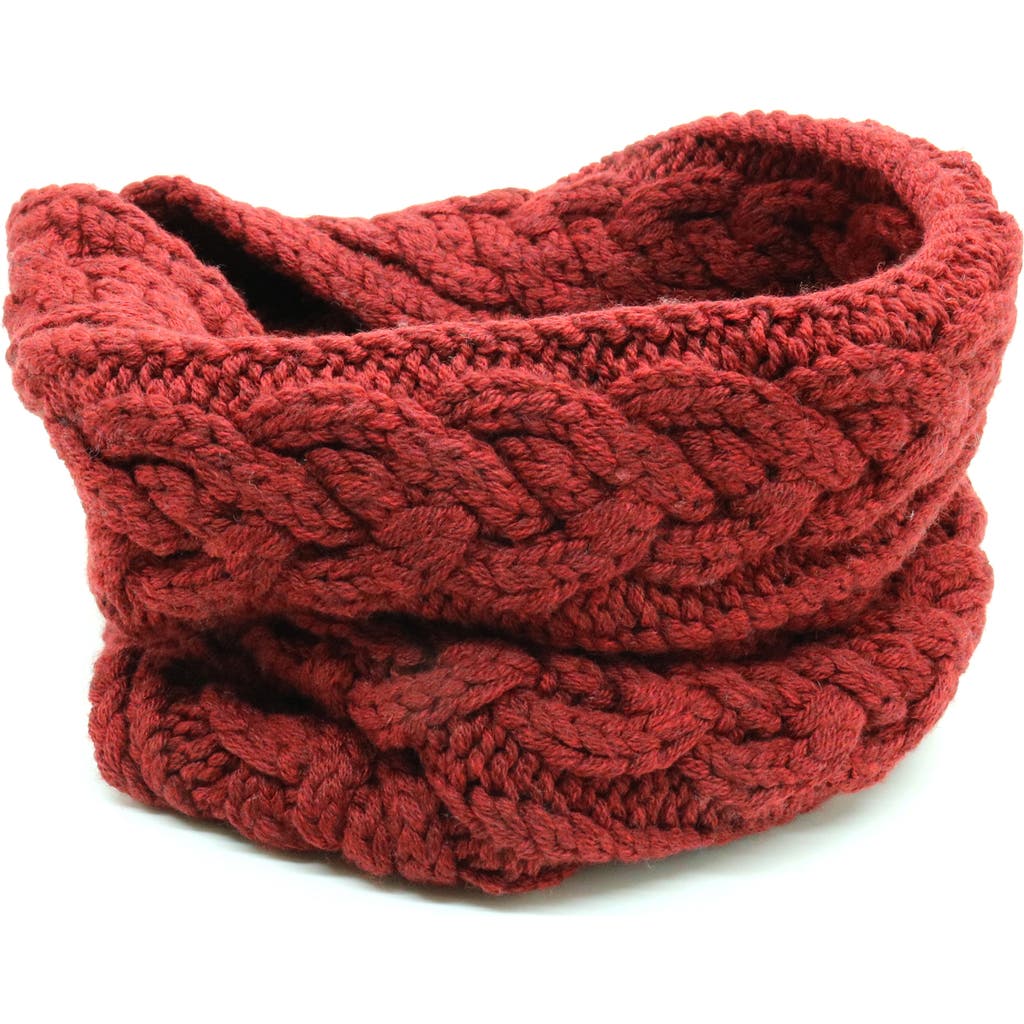 Portolano Cable Knit Merino Wool Infinity Scarf In Red