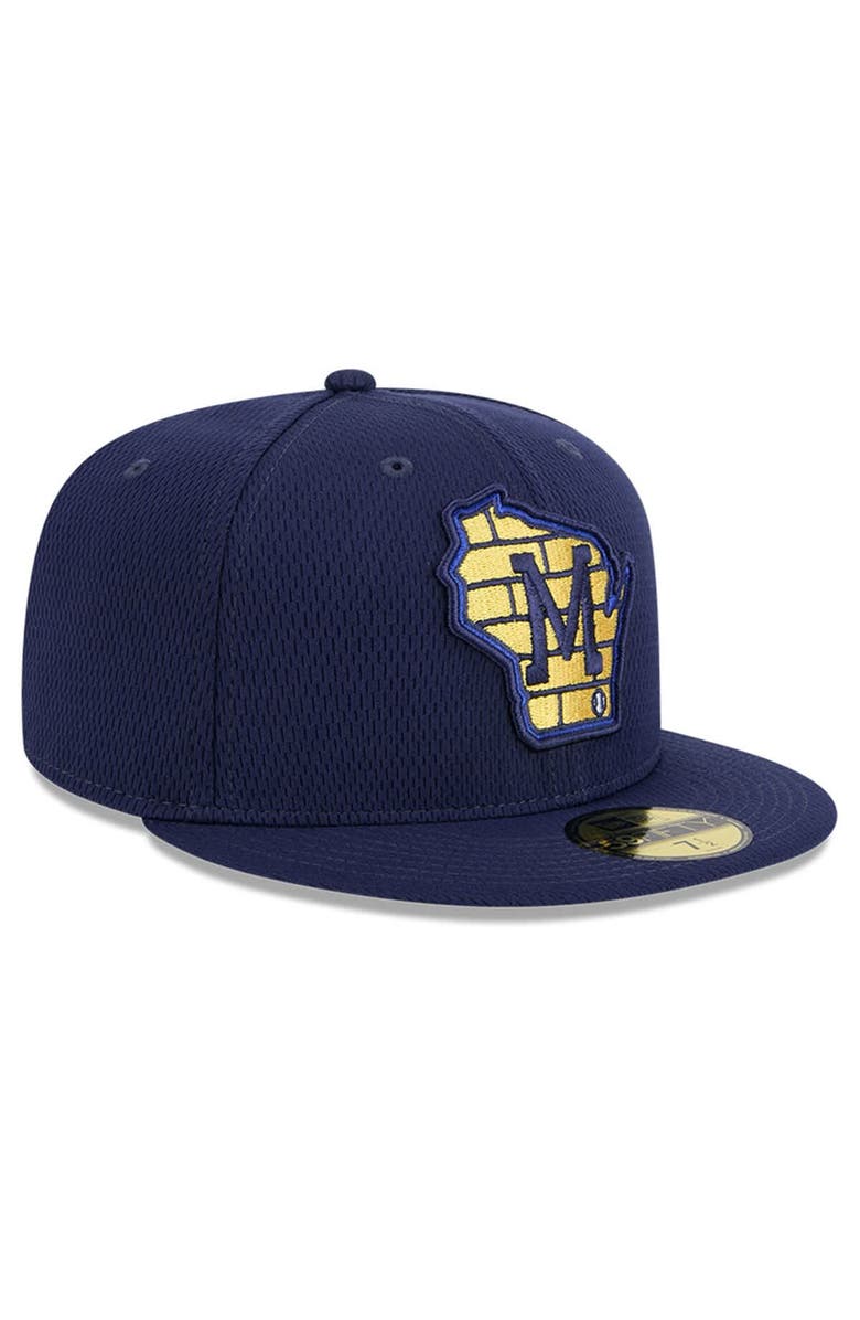New Era Men's New Era Navy Milwaukee Brewers 2025 MLB Clubhouse 59FIFTY Fitted Hat, Alternate, color, 