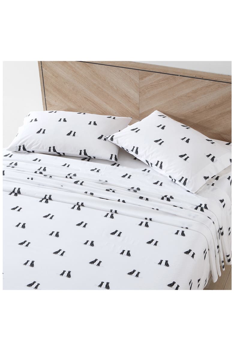 Labrador Fields 200 Thread Count 100% Cotton Percale Sheet Set, Alternate, color, WHITE