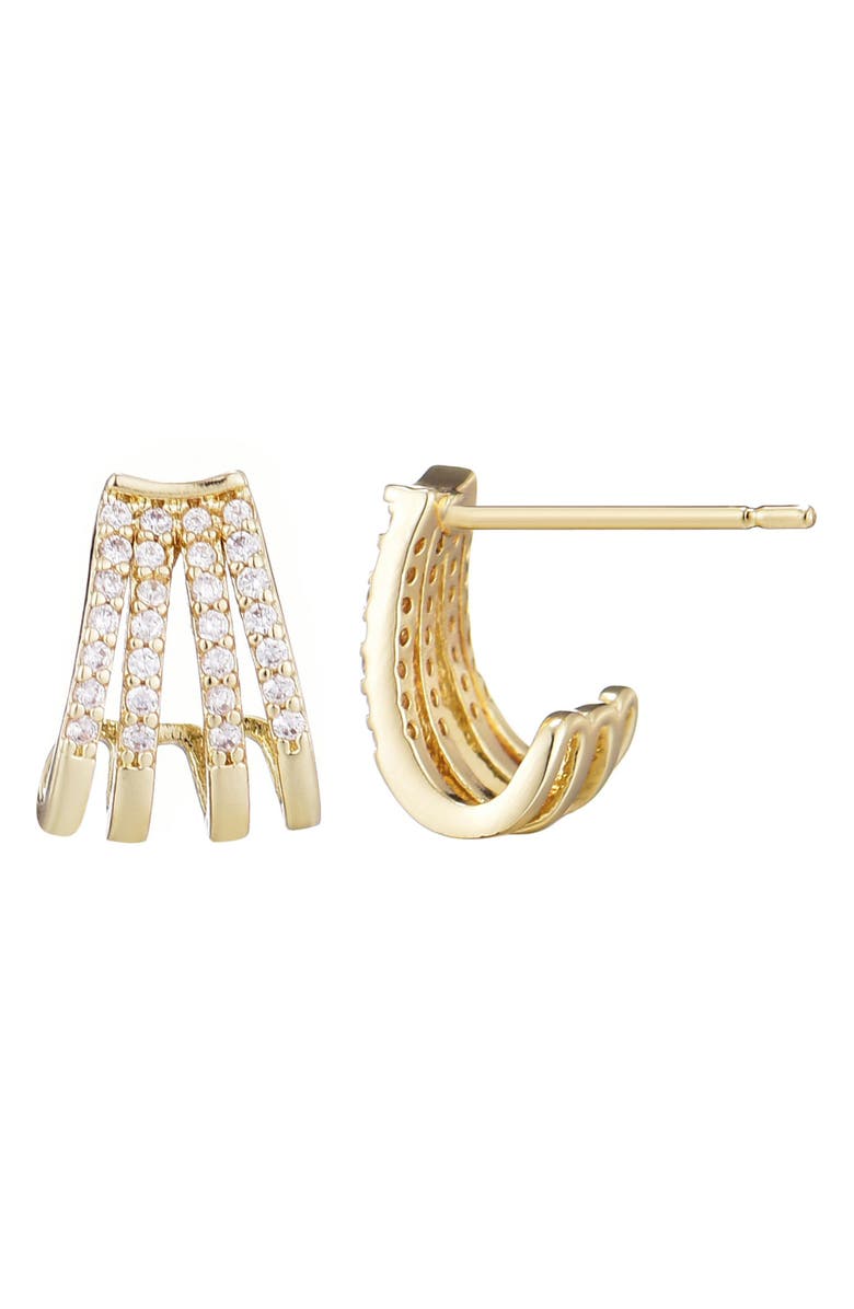 Adornia Cubic Zirconia Multi Row Huggie Hoop Earrings, Alternate, color, Gold