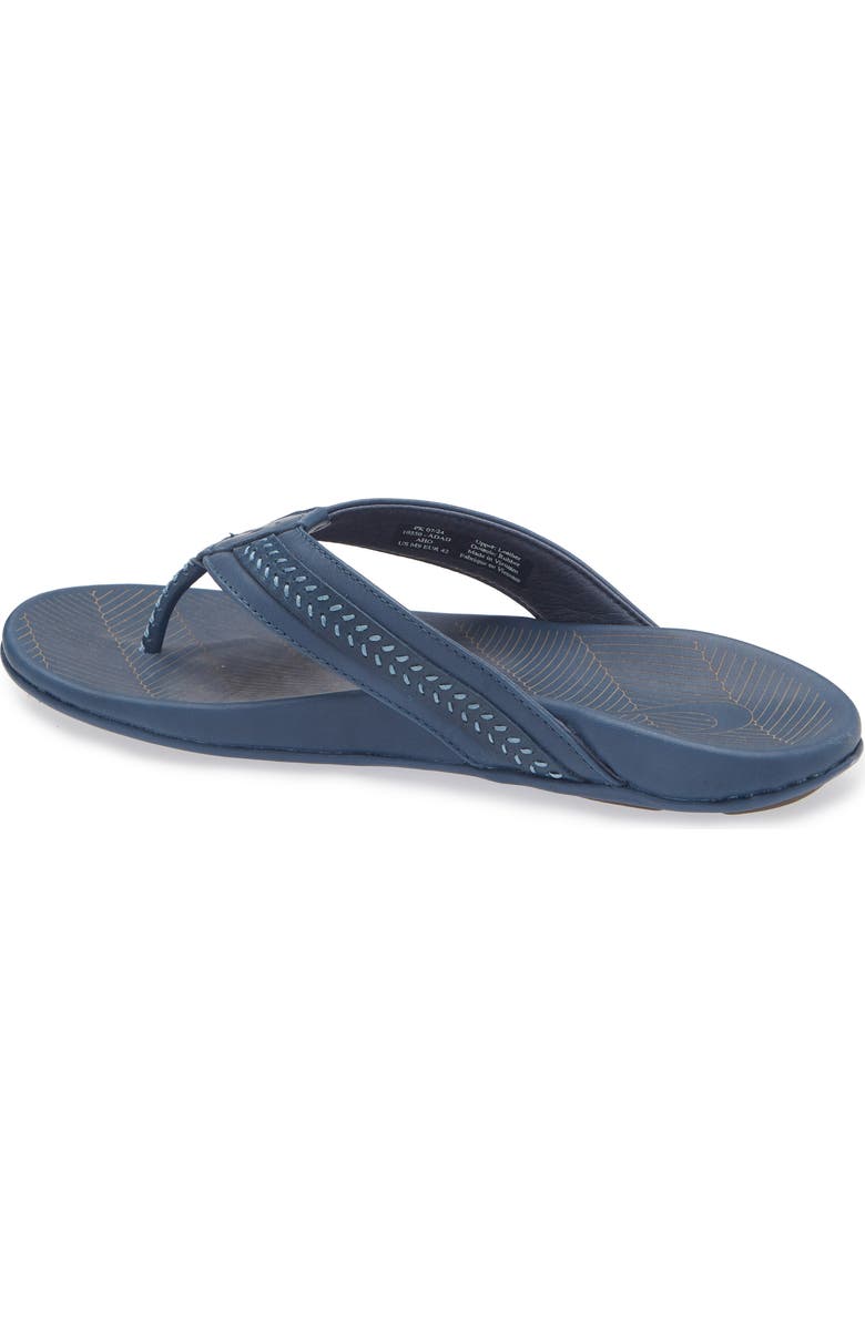 OluKai Aho Leather Flip Flop, Alternate, color, Coastal Blue / Coastal Blue
