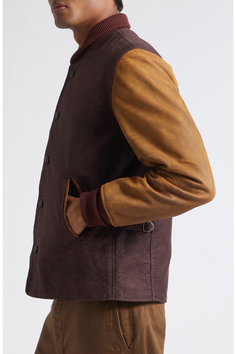 Hendee Mixed Media Varsity Jacket, Alternate, color, VINTAGE BURGUNDY