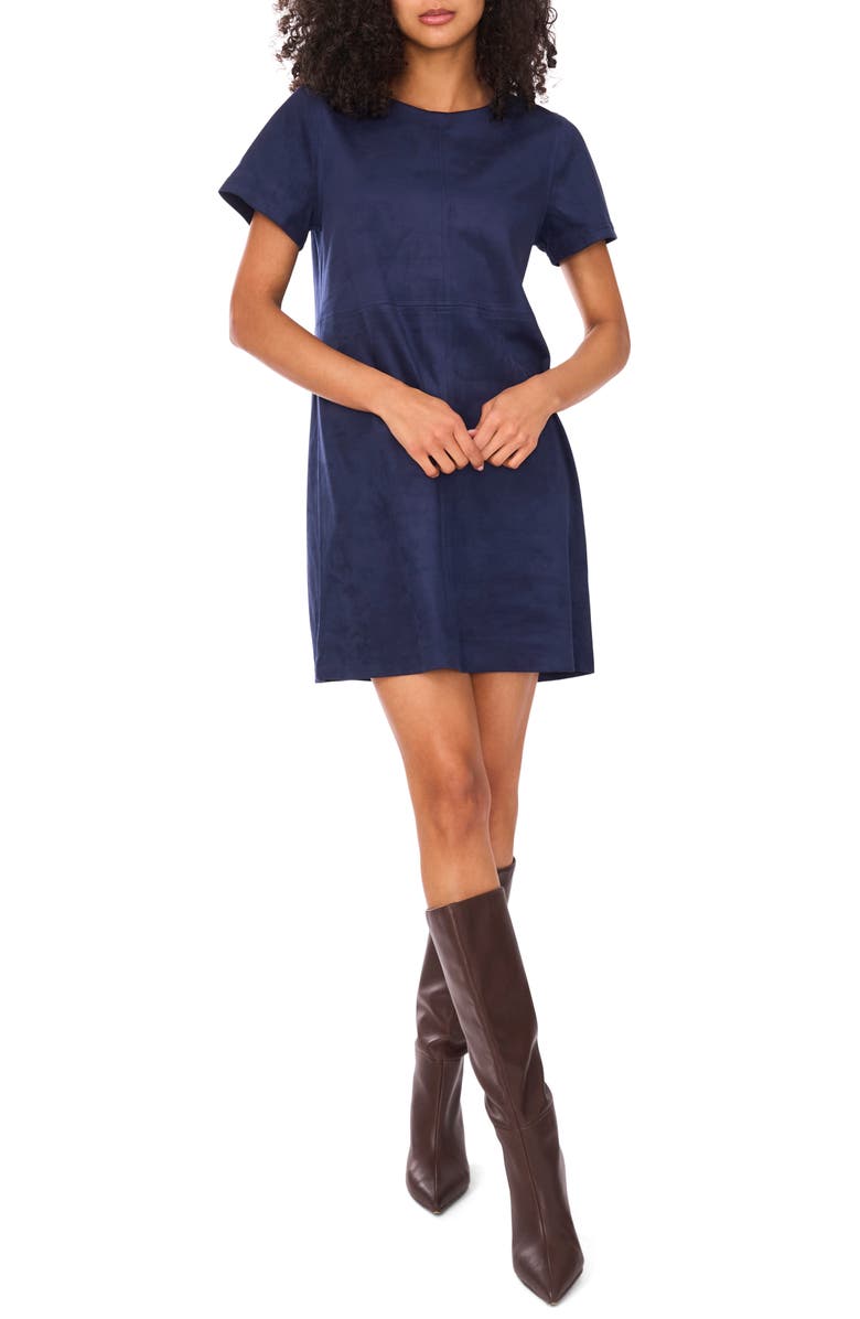 Vince Camuto Faux Suede Paneled Shift Dress, Main, color,