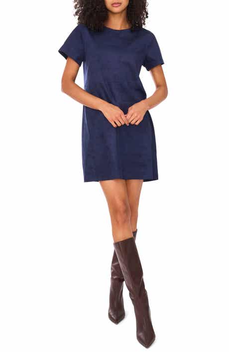 Vince Camuto Faux Suede Paneled Shift Dress