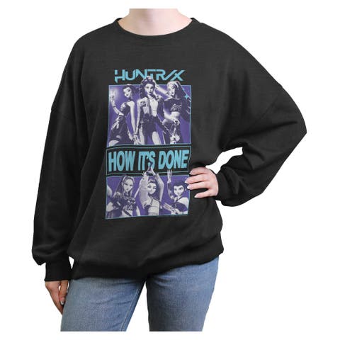 Junior's Huntrix How It's Done Idols Long Sleeve Oversized Sweatshirt