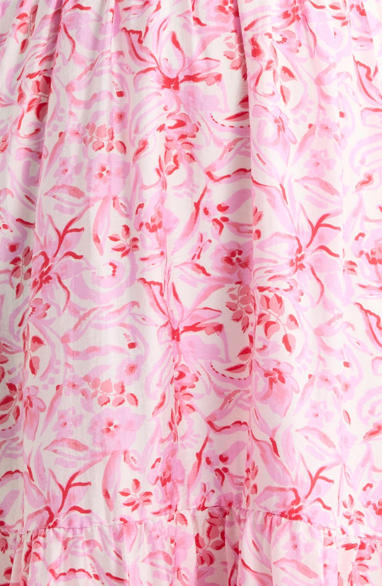 Caslon<sup>®</sup> Floral Twist Front Midi Dress, Alternate, color, Ivory- Pink Daisy Garden