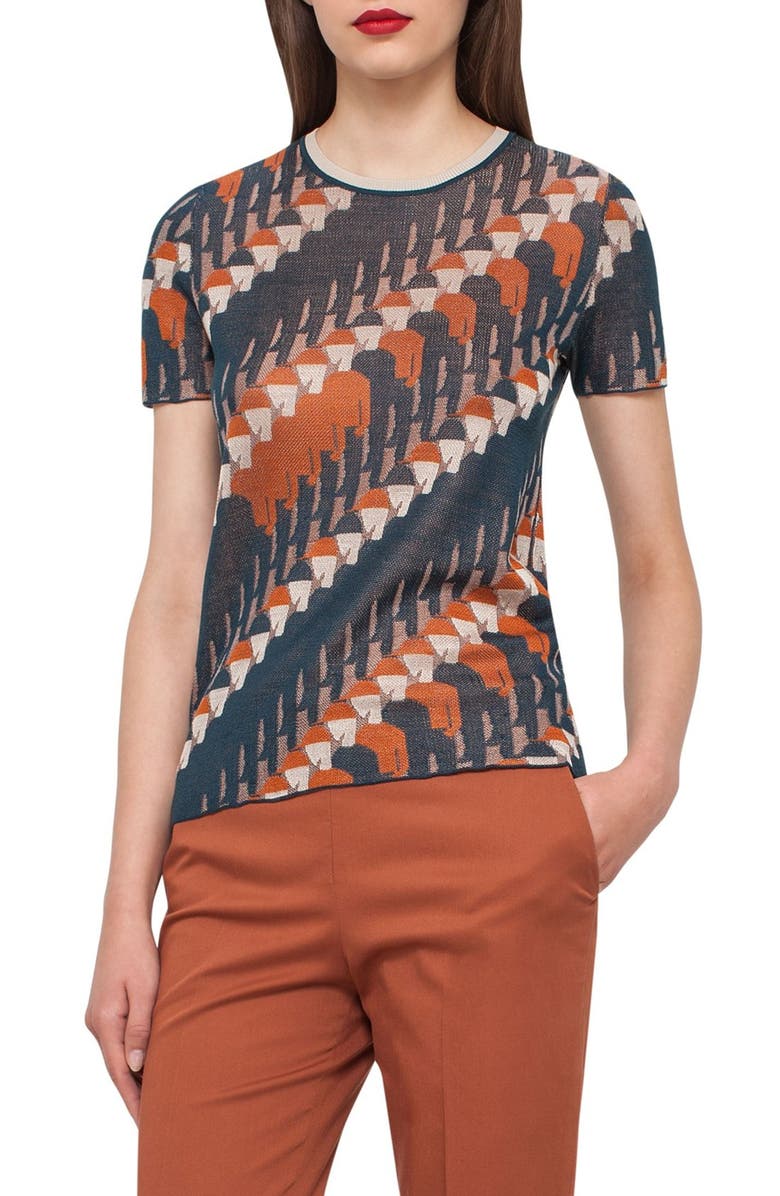Akris Jockey Silk Blend Jacquard Tee, Main, color,