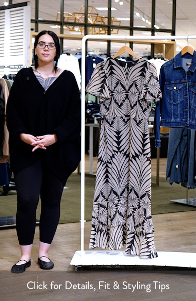 Leaf Print Chiffon Maxi Dress, sales video thumbnail