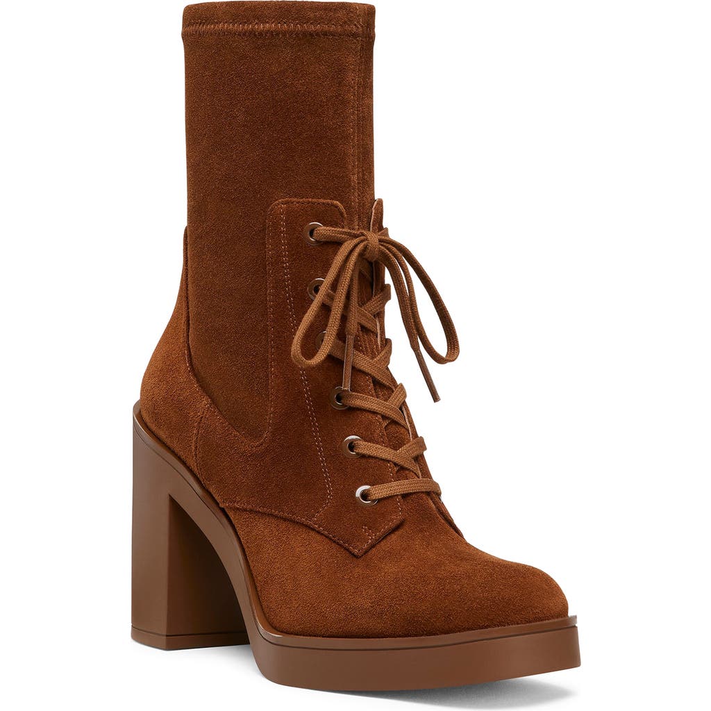 Stuart Weitzman Everitt Stretch Suede Lace-up Booties
