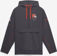 Nike Men's Nike Charcoal Cleveland Browns Sideline Logo Glory Anorak Half-Zip Hooded Jacket