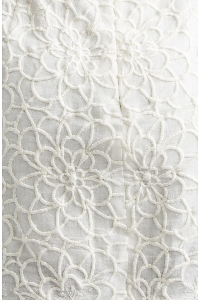 Reola Floral Appliqué Eyelet Ramie Minidress, Alternate, color, WHITE