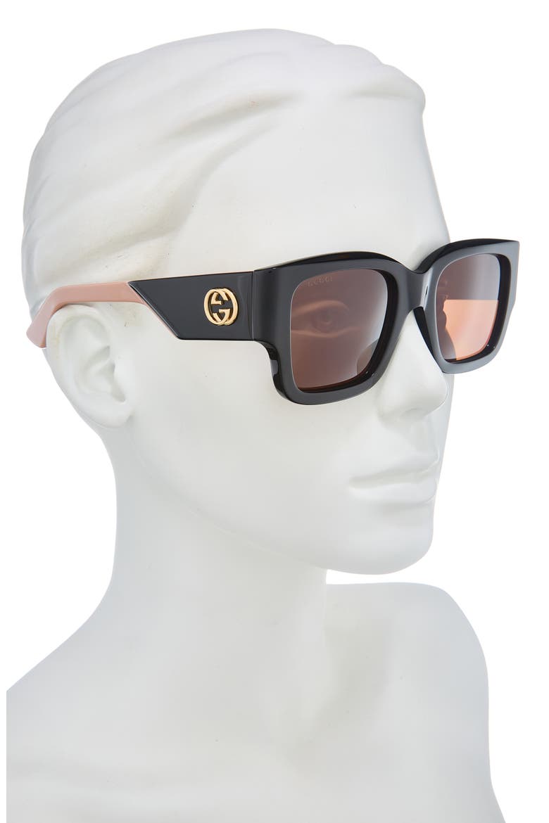 52mm Square Sunglasses, Alternate, color, BLACK PINK BROWN